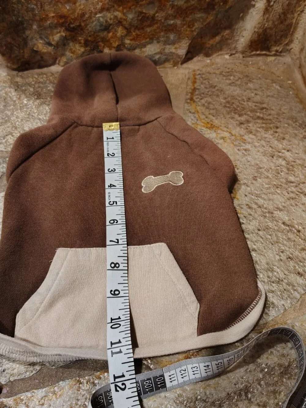 Pup Crew Dog Cat Pet Chocolate Brown Hoodie Size Medium Bone